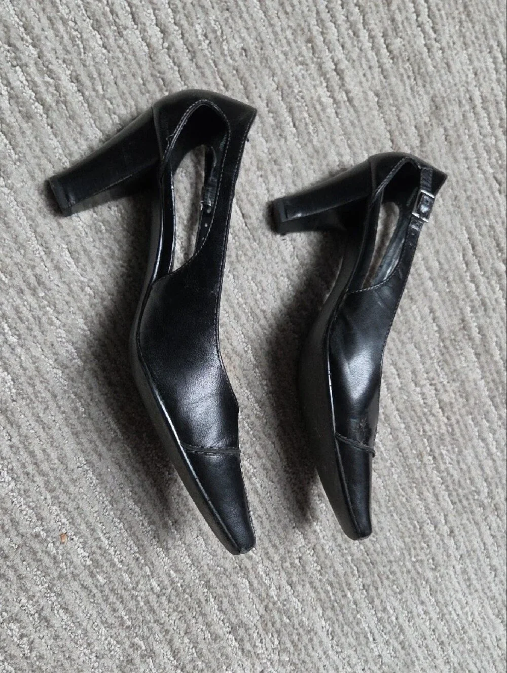 Liz Claiborne Black Leather Slingback Pumps with Square Toe